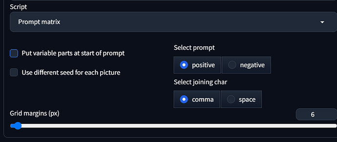 prompt matrix interface