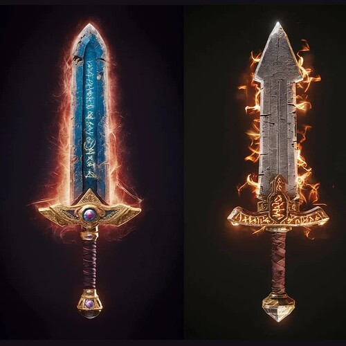 Magical sword with glowing runes for action-adventure games