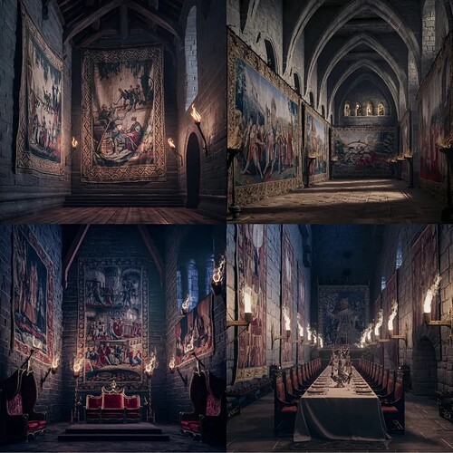 Grand medieval castle interior for fantasy RPGs or adventure games