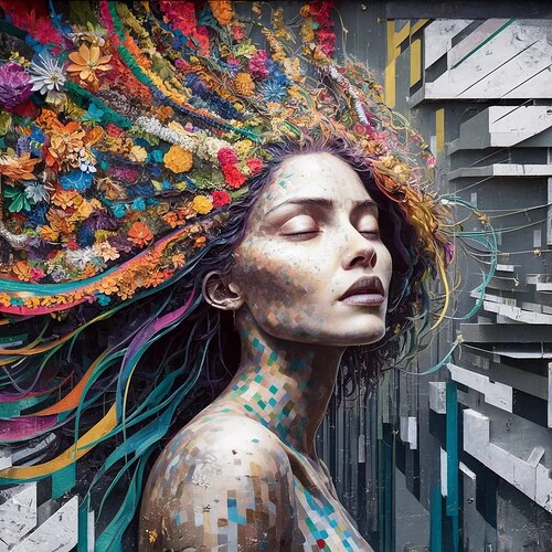 A street art portrait of a woman